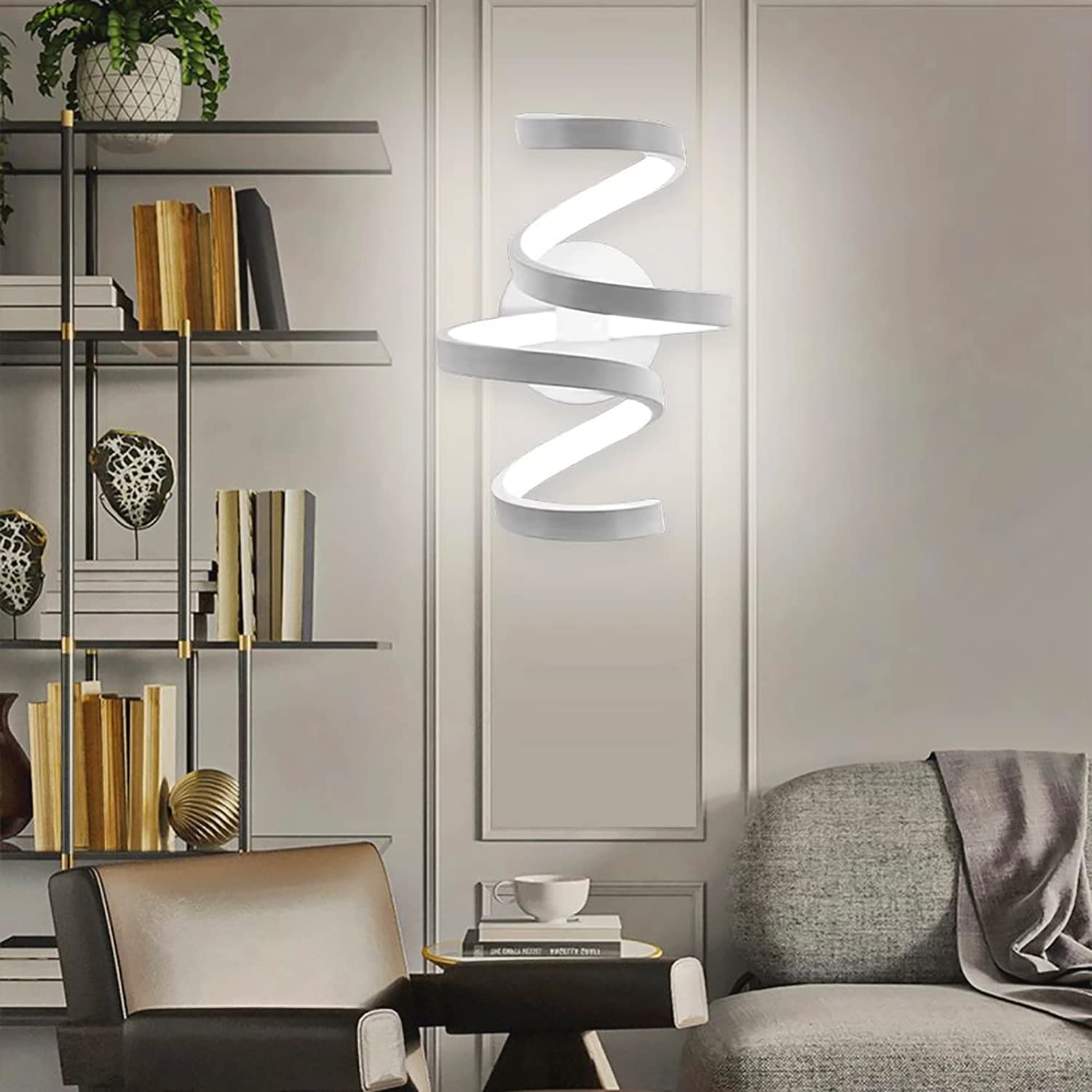 Applique da Parete retrò LED ad Anello elicoidale, in Acrilico Laminato ad Arco, 18 W, Moderna, cablata, per corridoio, Camera da Letto, Bagno, corridoio, Lampada da toel