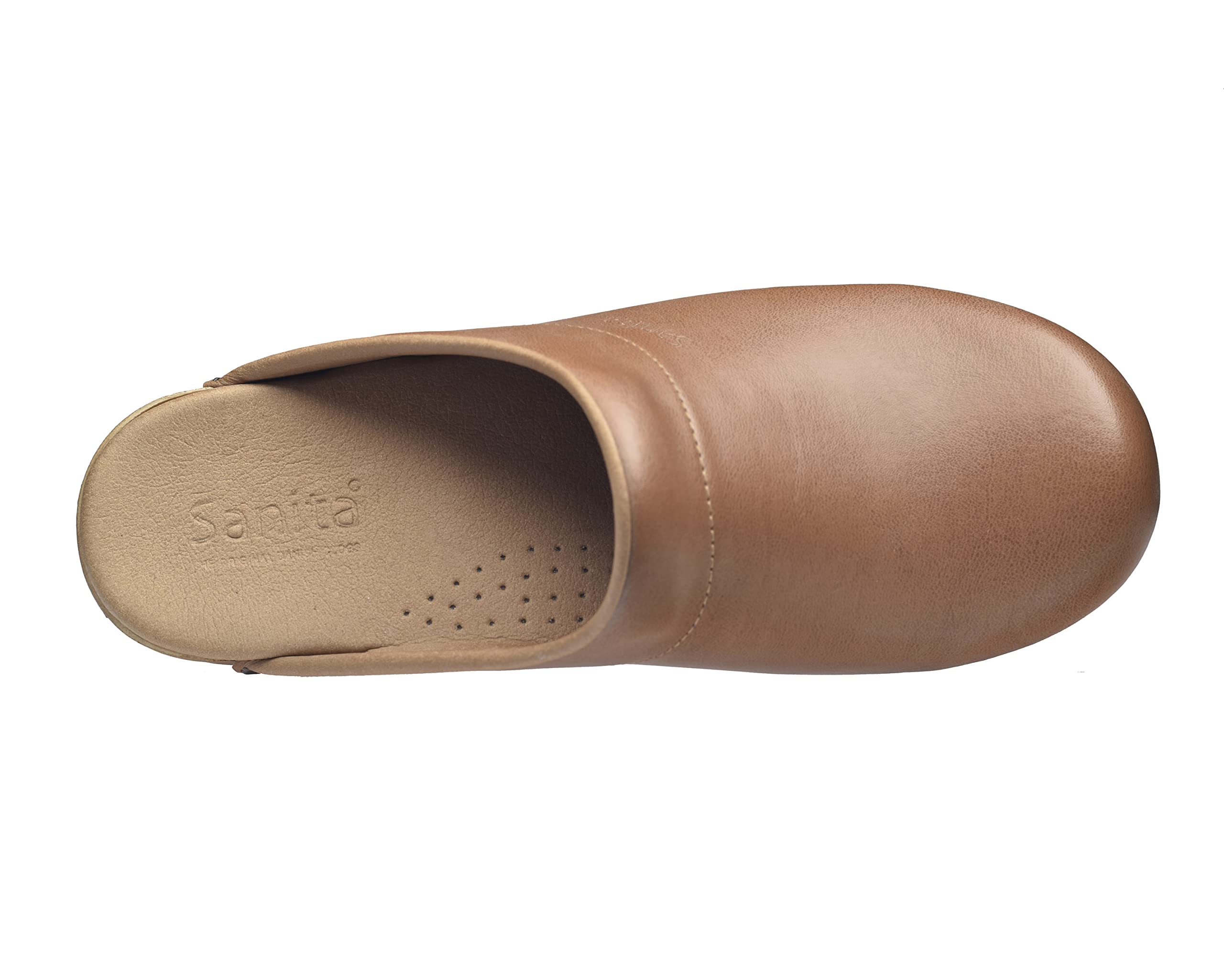 Sanita | Sandra offener Clog | Original handgemacht | Flexible Leder-Clogs für Damen | Anatomisch geformtes Fußbett mit weichem Schaum | Hellbraun | 42 EU