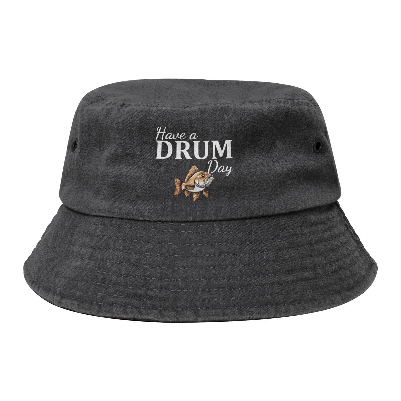 Qauirfe Have A Drum Fish Day Fashion Cowboy Denim Fisherman Hat Outdoor Fishing Cap Sun