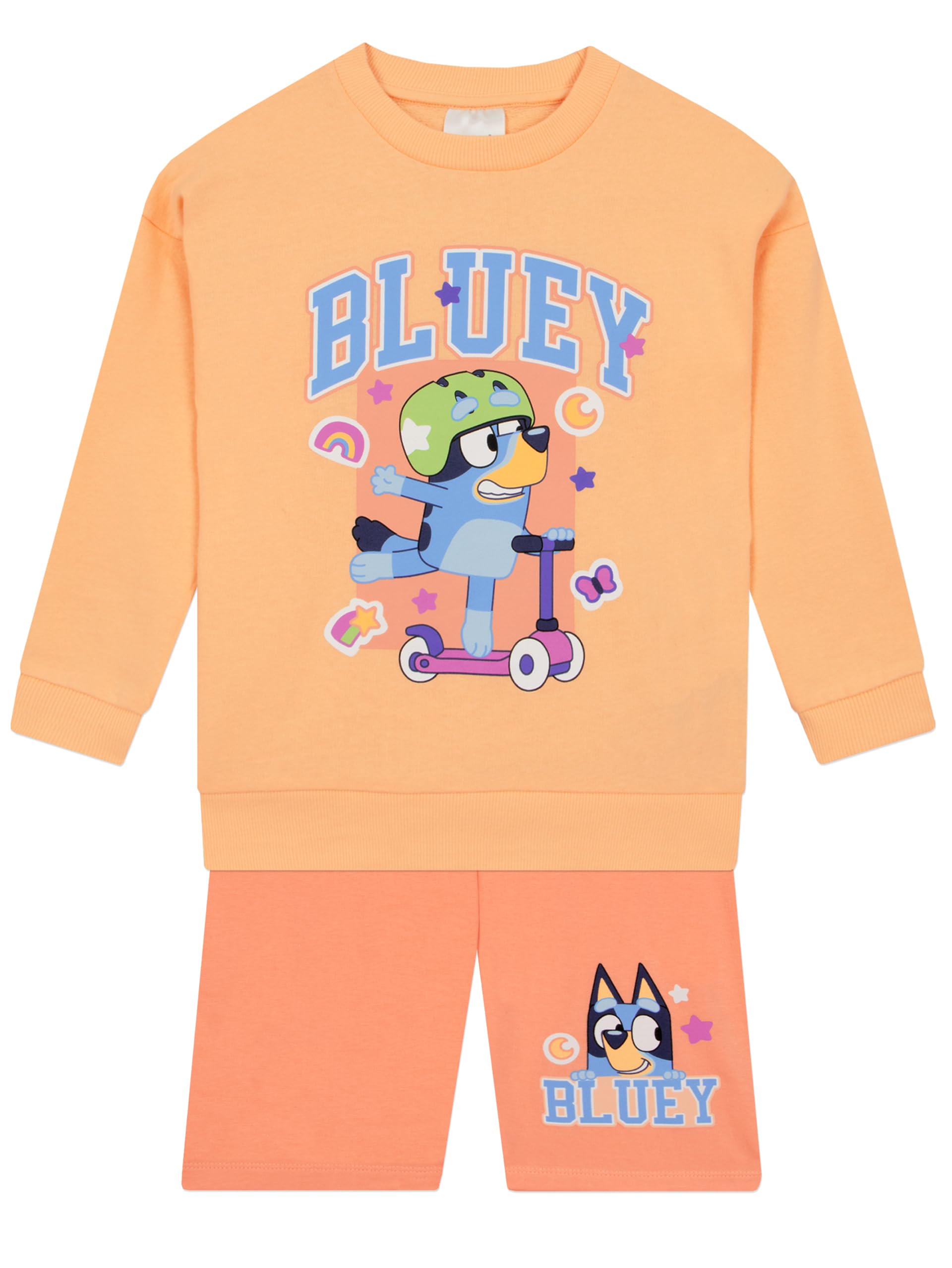Bluey Girls Sweatshirt and Shorts Set - Orange Cotton - Kids 18-24 Months