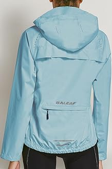 BALEAF Women's Running Rain Jackets Waterproof Windbreaker Windproof Lightweight Cycling Jackets Reflective Packable Hooded