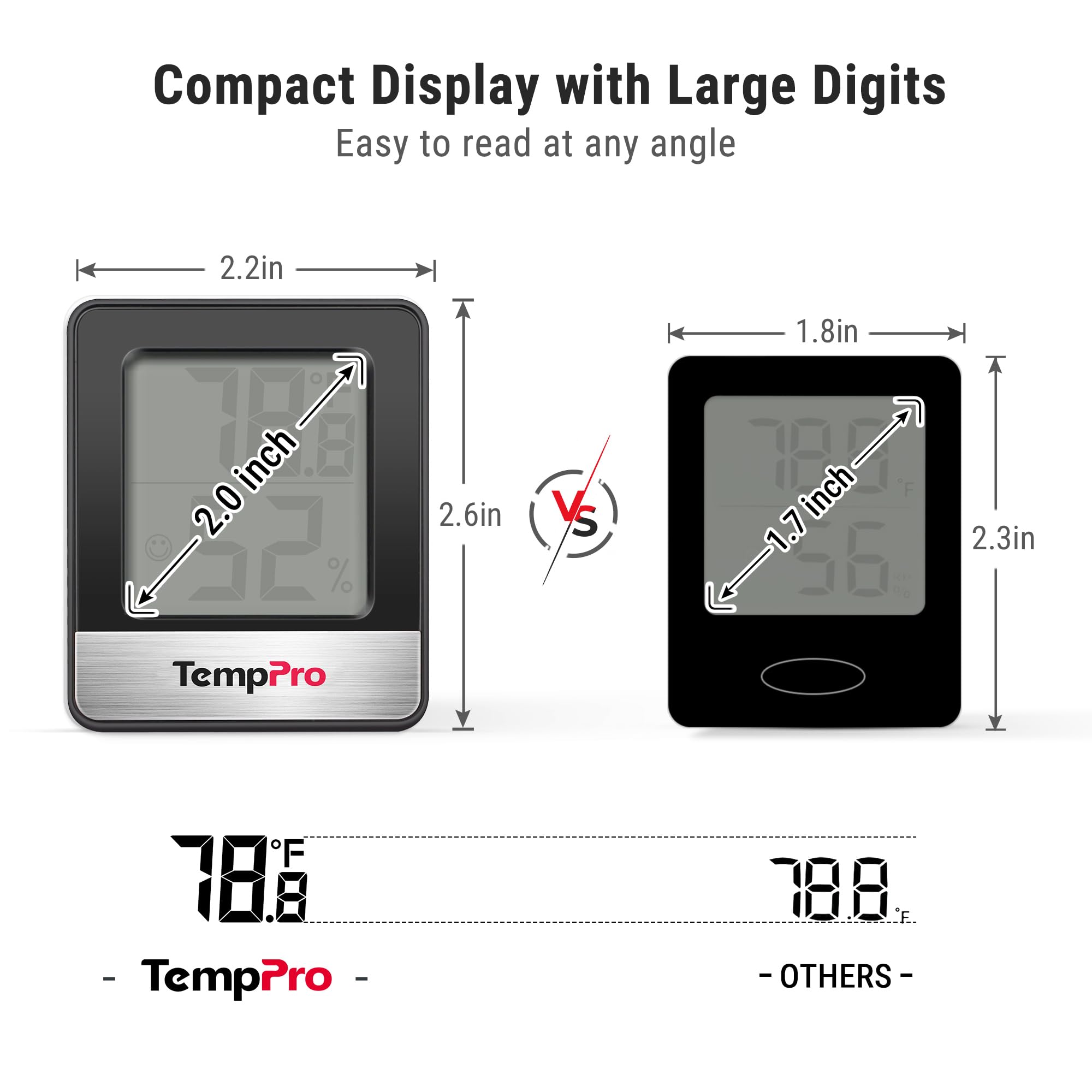 ThermoPro TP49B Hygrometer Temperature Sensor with Large Digital View Humidity Meter with Temperature and Humidity Sensor Room Thermometer for Baby Humidity Monitor for Greenhouse Cellar Garage - 4