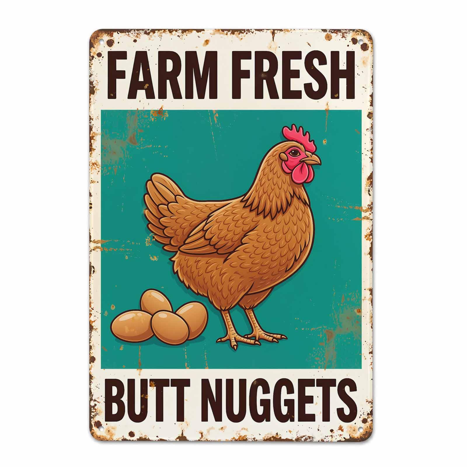 Gsrony Boys Type11 Farm Fresh Egg Nuggets Hen Vintage Metal Tin Sign 8X12,Waterproof