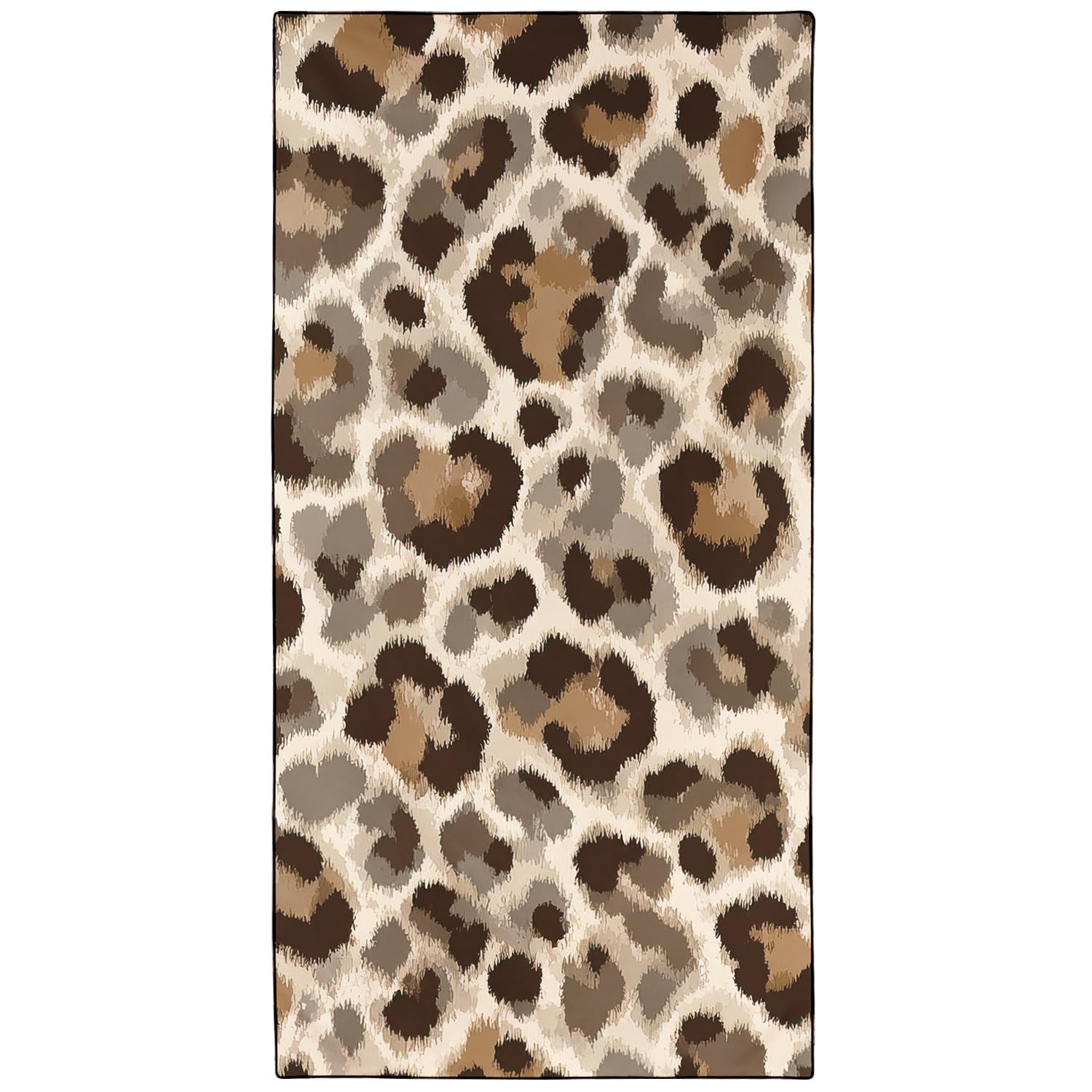 Violetpos Neutral Leopard Print Beach Towel, Extra Large 180x90 cm 250GSM Microfibre, Sand Free Quick Dry, Ideal Vacation Gifts with Carry Bag for Pool Cruise Camping โ image 1