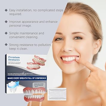 Advanced Customized Full Den/ture Set,Clip in Veneers Teeth Top and Bottom Set,Silicone Reline Dent/ure Se/t,Adjustable Snap-On De/ntures for Missing Te/ETH,Easy-Fit Clip in Teeth Veneers,Comfortable