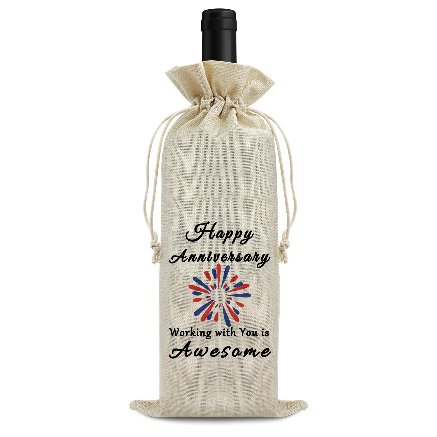 Office Gift for Coworker Wine Bag Work Anniversary Keepsake for Employee Appreciation Gift Thank You Gift for Leader Manager Supervisor Drawstring Wine Wrapping Bag Christmas Labor Day Gift