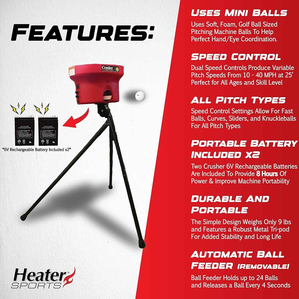 ピッチングマシン（ポータブル式） Amazon | ヒータークラッシャーピッチングマシン 8時間充電式