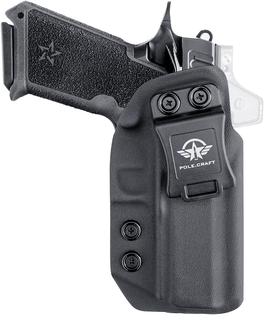POLE.CRAFT Staccato HD P4 Holster IWB Kydex for Fit: Staccato HD P4 Pistol - Inside Waistband Concealed Carry - Adj. Cant Retention - Cover Mag-Button - No Wear - No Jitter