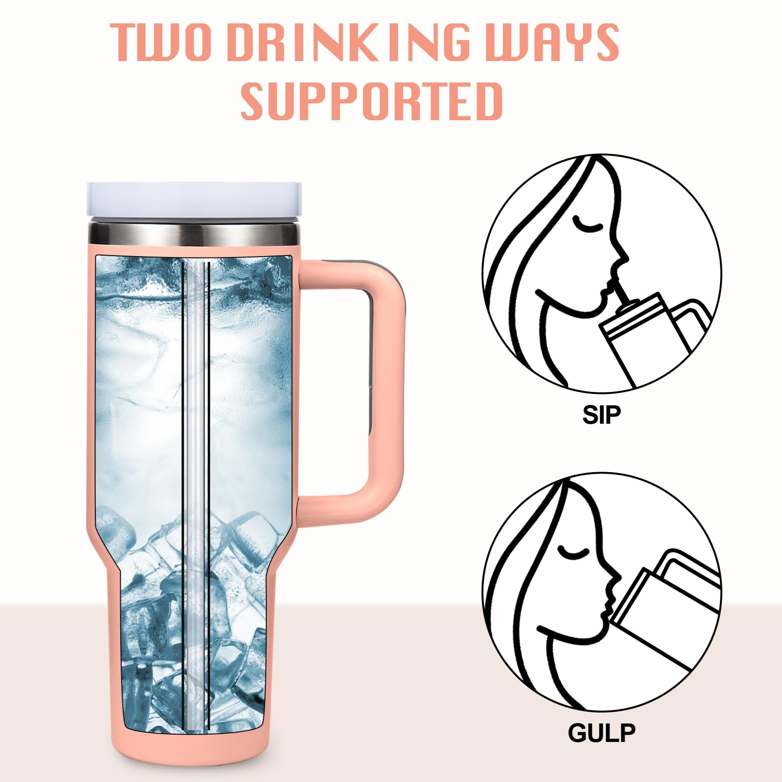 Vaso aislado de acero inoxidable con asa y tapa con pajita, taza de viaje reutilizable para bebidas frías, ideal para café helado en casa o sobre la marcha