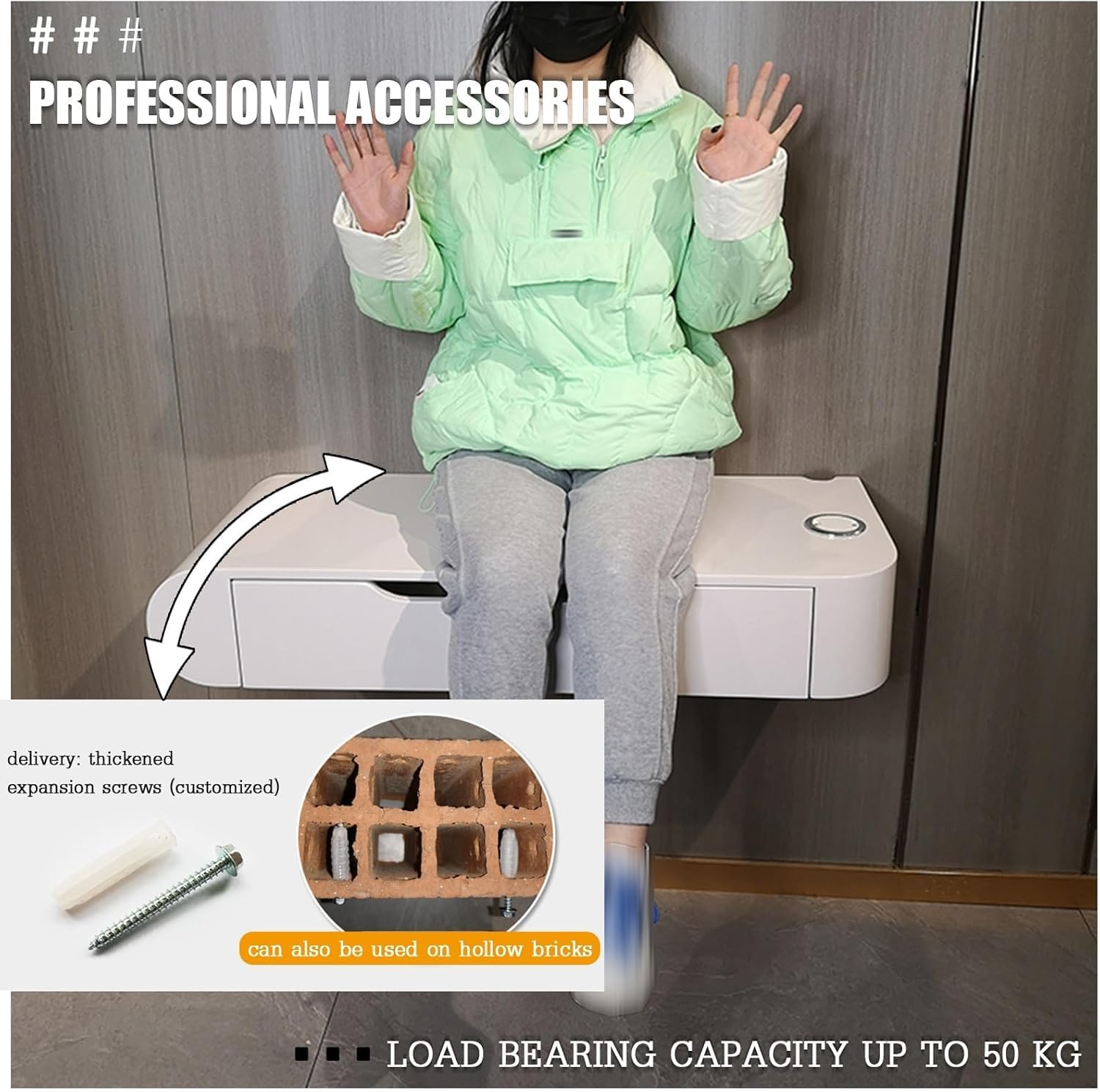 Simple Wall-Mounted Floating Vanity Makeup Table with Drawers, Corner Desk for Small Spaces, White Dressing Table with Mirror