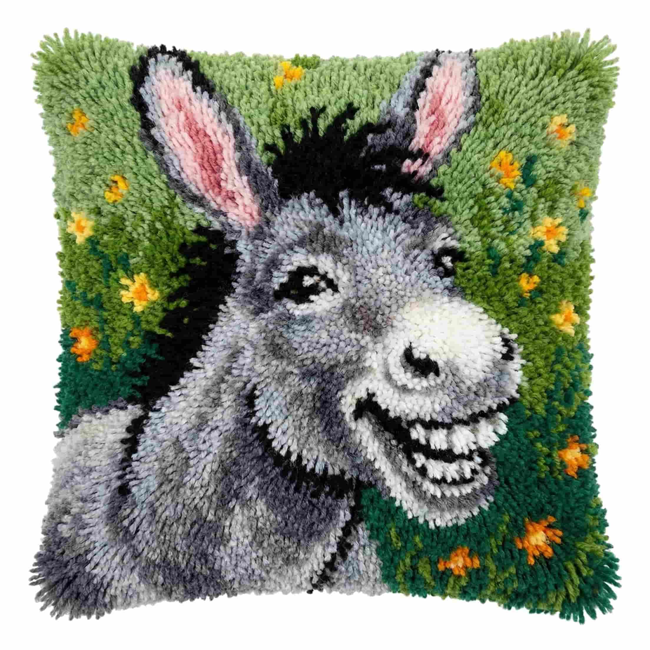 AxiangziK Latch Hook Cushion Kit,Donkey DIY Throw Pillow Cover 43X43Cm