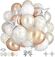 Vista 17 de Globos Azul Polvoriento y Rosa, 50 piezas Globos Retro Rosa y Azul, Globo de Oro Rosa Metálico Claro para Niña Niño Fiesta de Cumpleaños Boho Baby