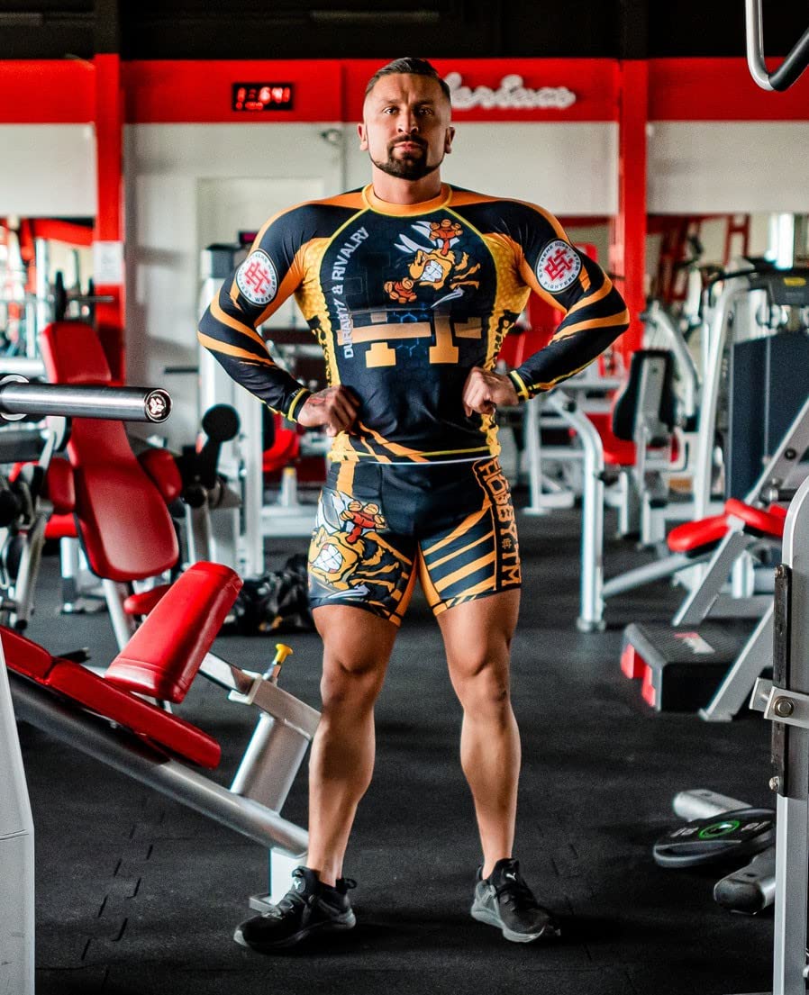Maglia a maniche lunghe, a maniche lunghe, da uomo, a compressione Rash Guard, Crossfit