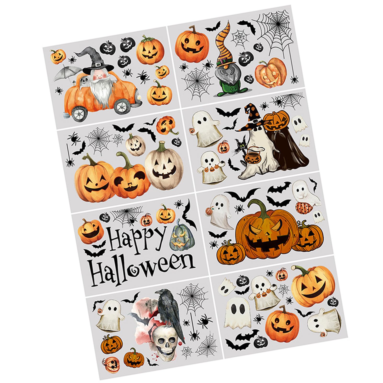 Ghostly Evil Pumpkins Gnomes Window Decals Set Halloween Party Glass Stickers Clings for Creating Haunting Space PVC Window Films