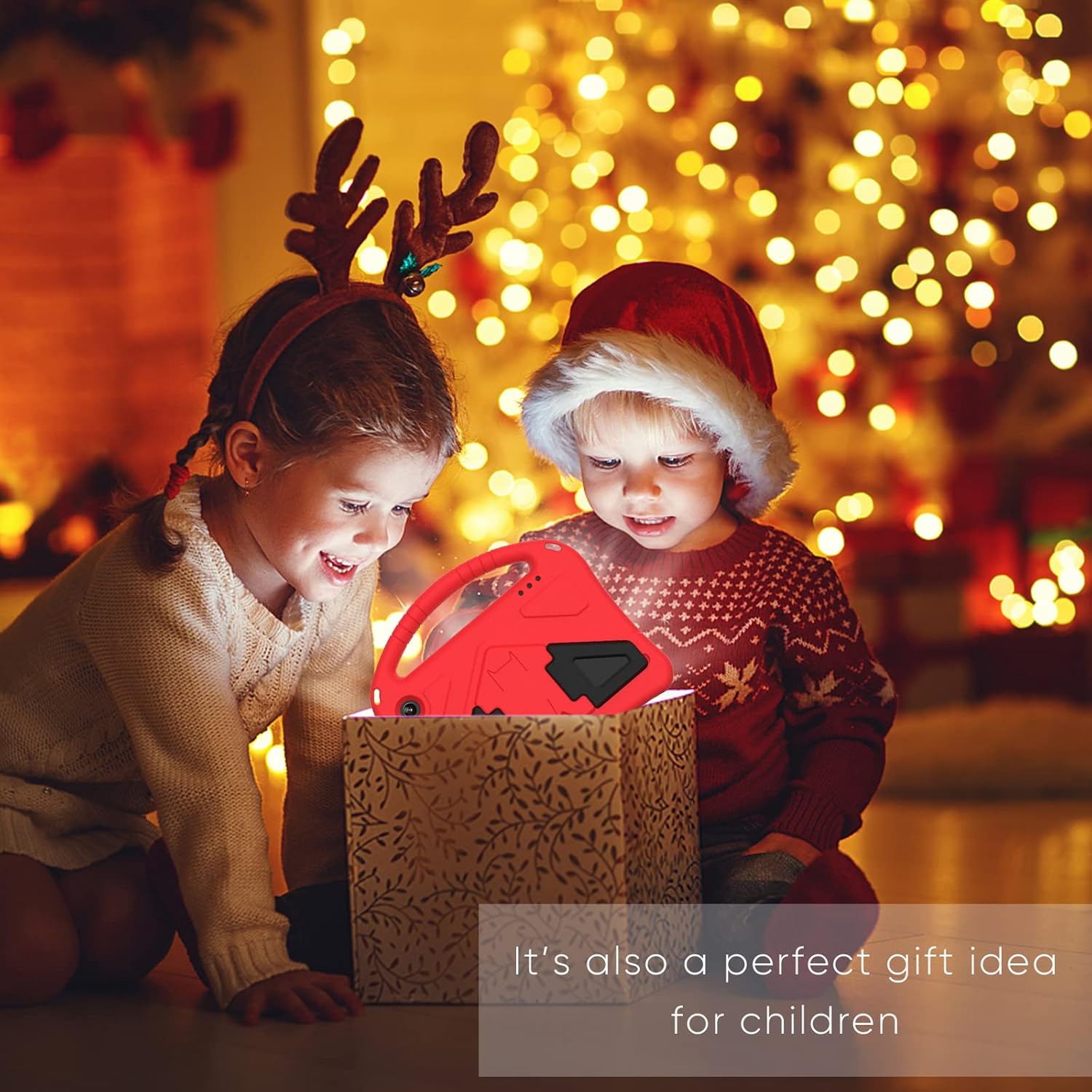 Dteck Case for All-New Fire 7 Tablet 12th Generation 2022 Release, Kids Case for Fire 7 12th Gen, Lightweight Shockproof Anti-Slip Handle Kickstand Protective Case for Amazon Kindle Fire 7,Red