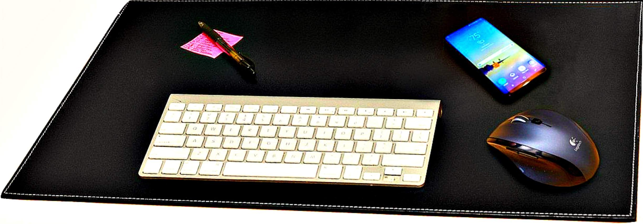 Computer Leather Desk Pad, Stylish Mat Cover, Reversible Color Design Black to White, (18 X 24 Inches)