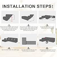 Vista 7 de NAISI Funda para sofá en forma de L, 2 piezas, funda elástica suave con 2 fundas de almohada, protector de muebles, fundas para sofá seccional de 3