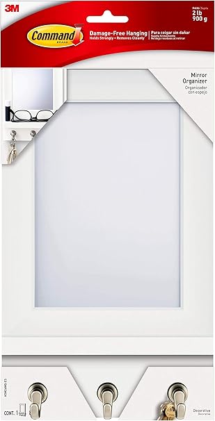 Command Mirror Organizer With Hooks And Ledge For Keys Glasses Sunglasses And Dog Leash Amazon Ca Home