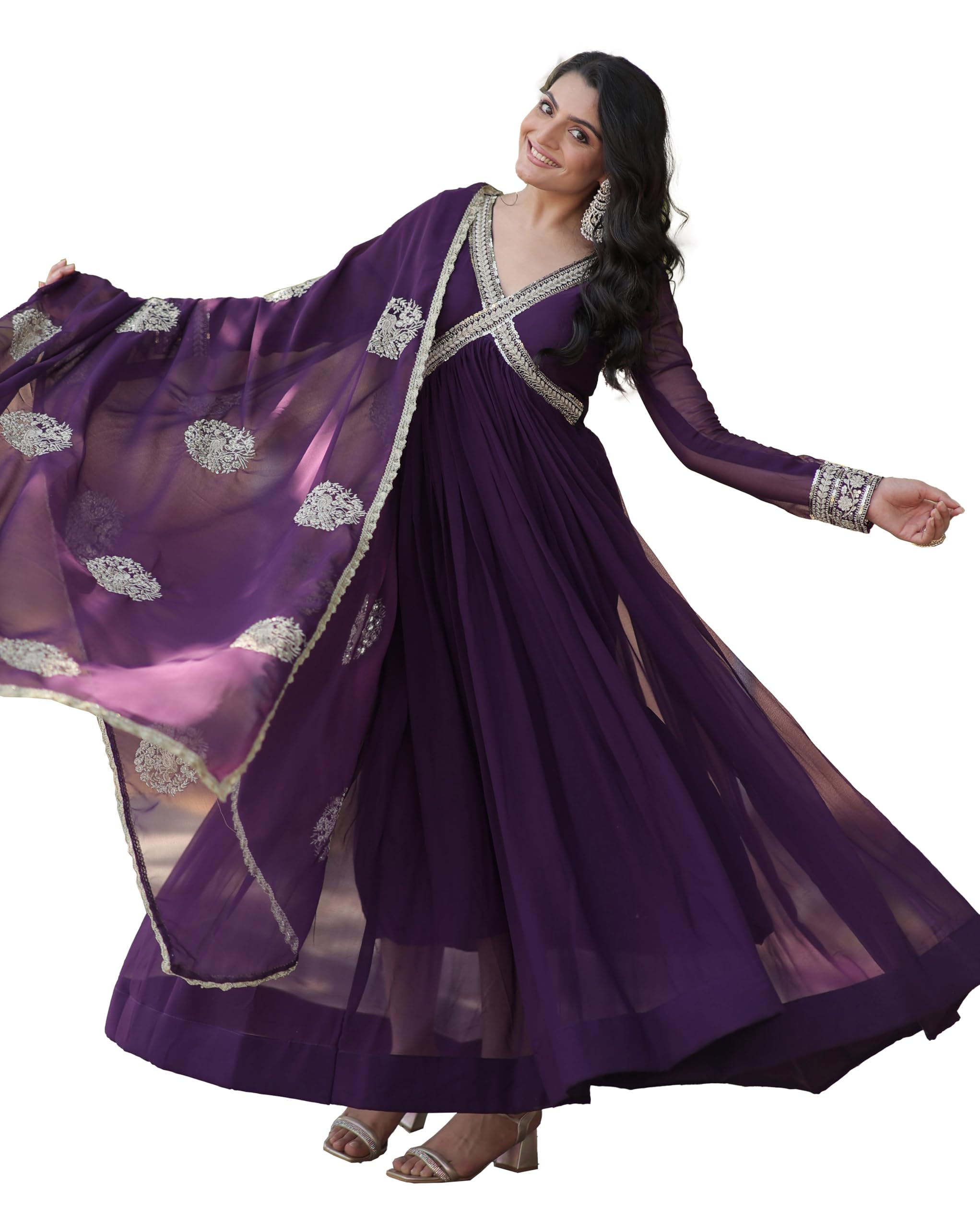 fashion basket Georgette Embroidered Anarkali Set for Women-picture-24