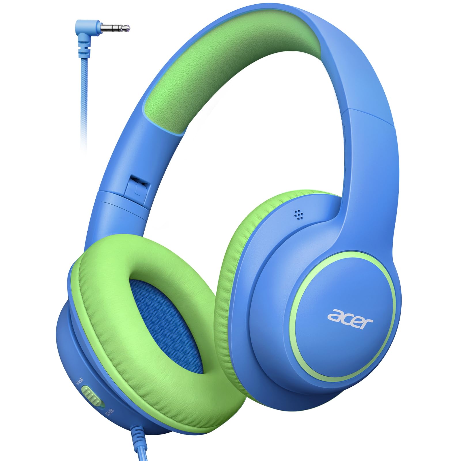 Acer Cuffie per bambini cablate per la scuola, design over-ear, limite di volume sicuro 85/94 dB, jack da 3,5 mm, pieghevoli, per bambini, ragazzi, ragazze, aule, lettori Yoto, Chromebook da viaggio