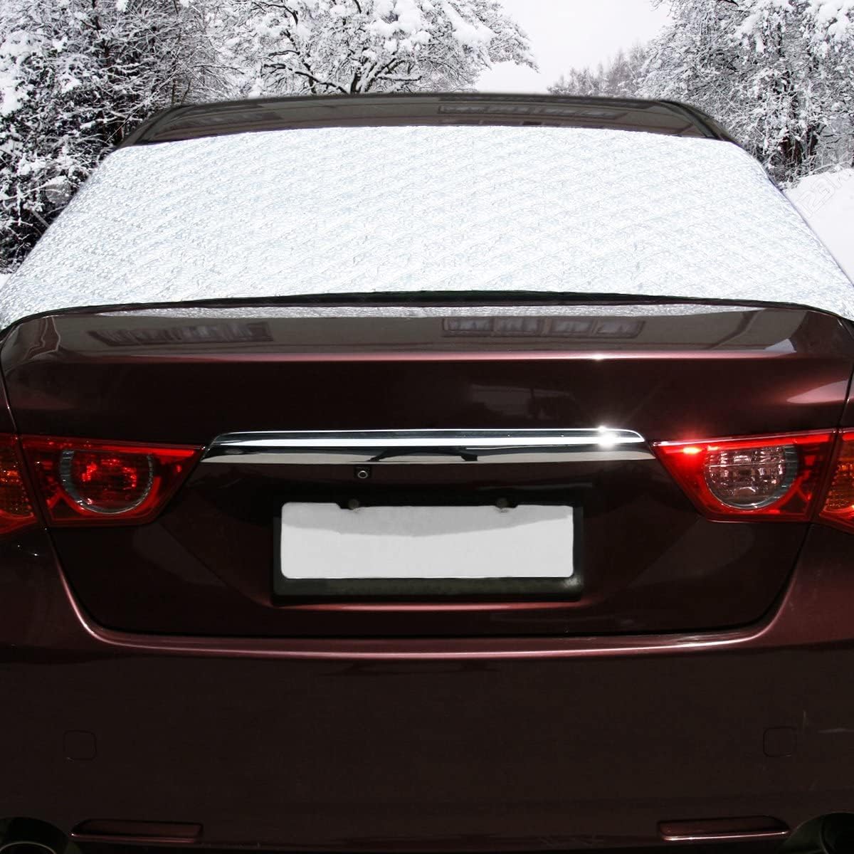 Zone Tech 2-Piece All Weather Windshield Cover Protector - Silver Premium Quality Summer Winter Rear and Front Windshield Cover Protector with Flaps with Side Mirror Cover