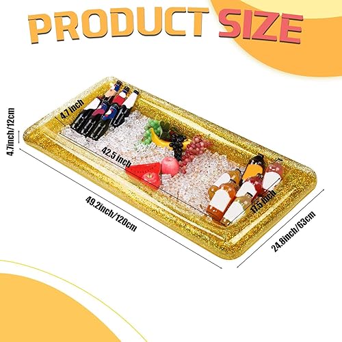 Miniatura 2 de Enfriador inflable de bufett, 2 piezas, enfriador de alimentos inflable, bandeja de bar inflable con confeti brillante para servir alimentos,