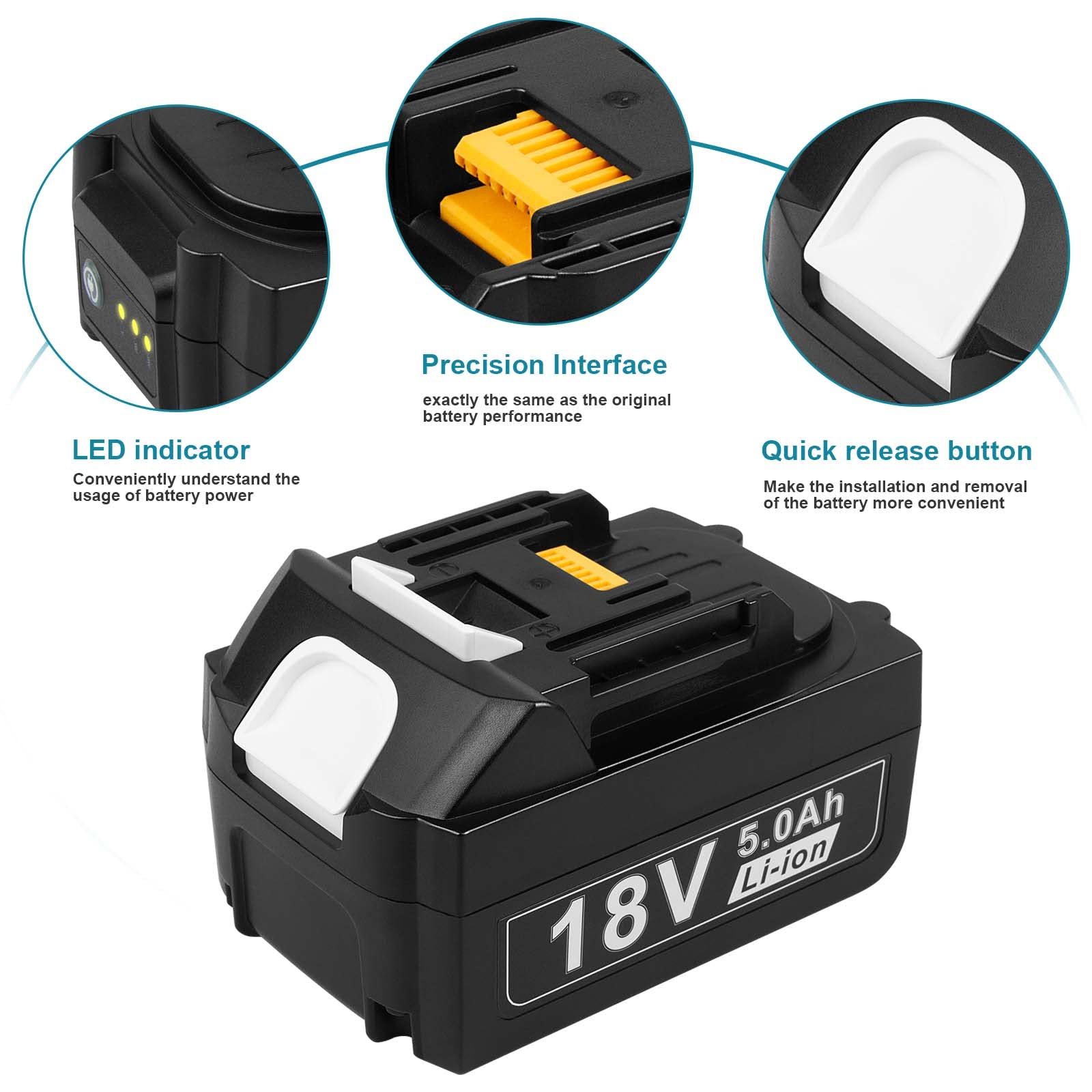 Cargador para Makita LXT ASUNCELL 18 V 5,0 Ah DC18RC Cargador rápido Compatible con Todas Las Makita 14,4 V-18 V BL1815 BL1830 BL1850 BL1430