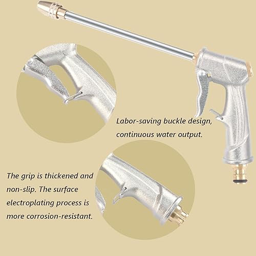 Miniatura 4 de Boquilla de manguera de jardín, rociador de agua de metal resistente para exteriores, accesorio de manguera de alta presión, pistola de boquilla de