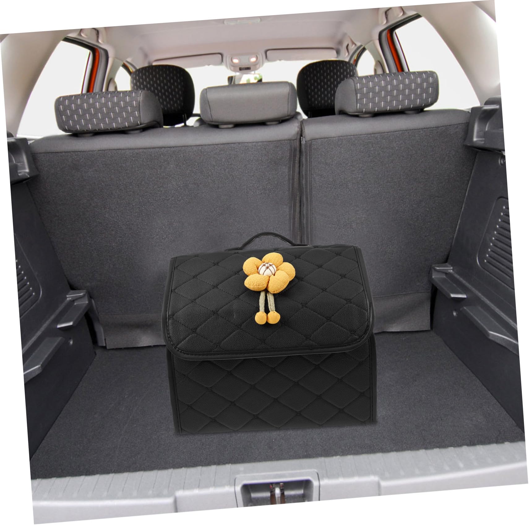 Organisateur de Coffre pour Voiture en Similicuir Noir Grosse Capacité | Rangement Facile à Organiser, Entretien Simple, Style Adorable et Charmant