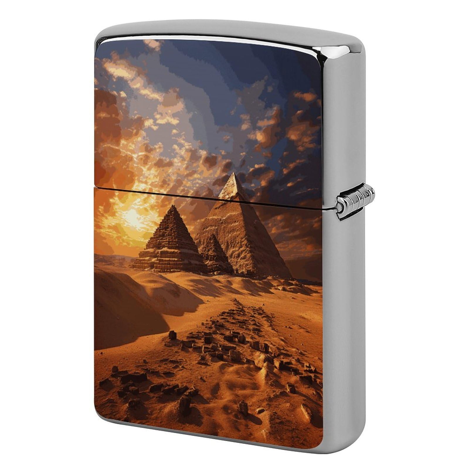Fodpand Style Egyptian Pyramids Metal Lighter Case Cover Lighter Sleeve