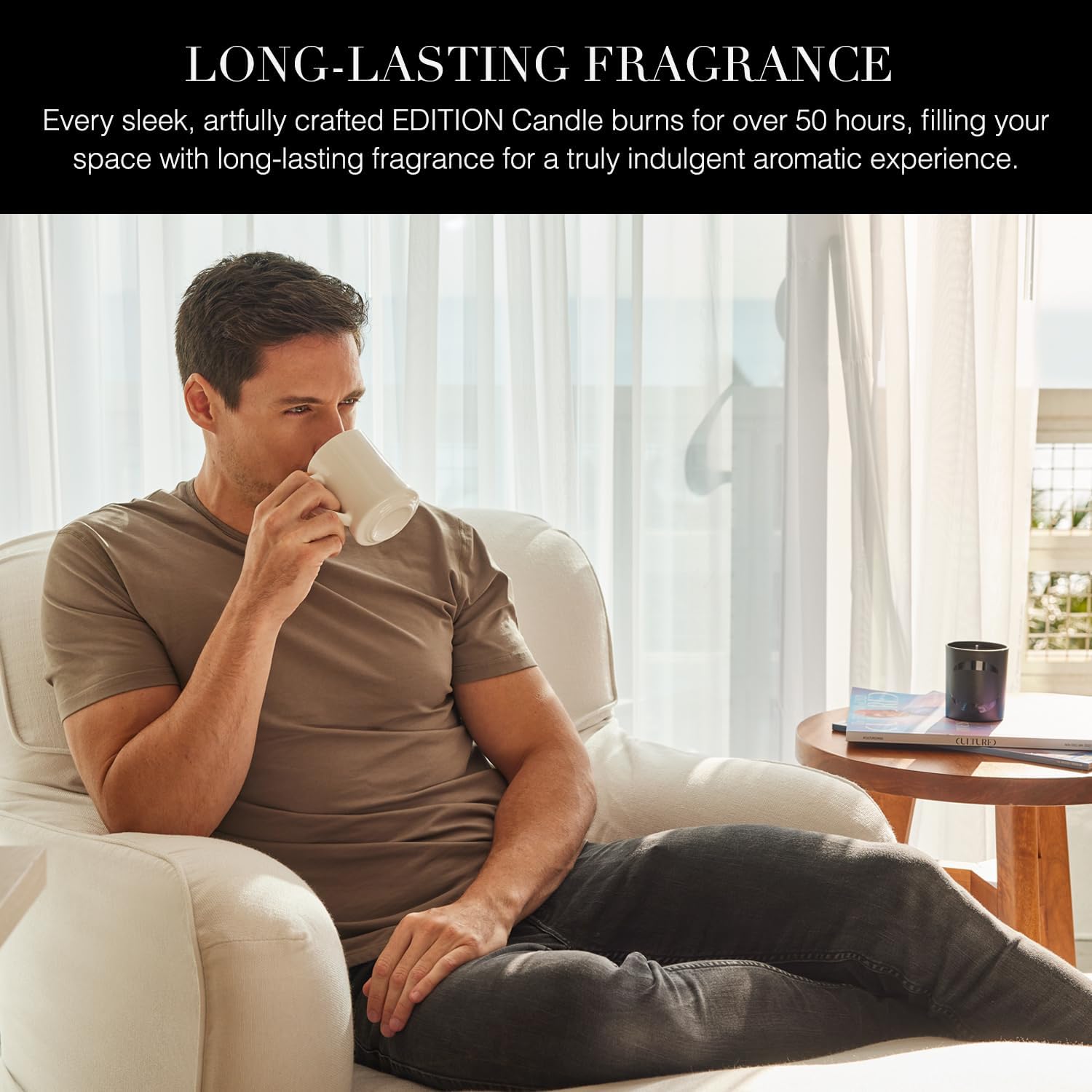 EDITION Candle - Edition Hotels Exclusive Scent - Notes of Black Tea, Sicilian Bergamot, and Cedarwood - 6.7 oz. - Image 4