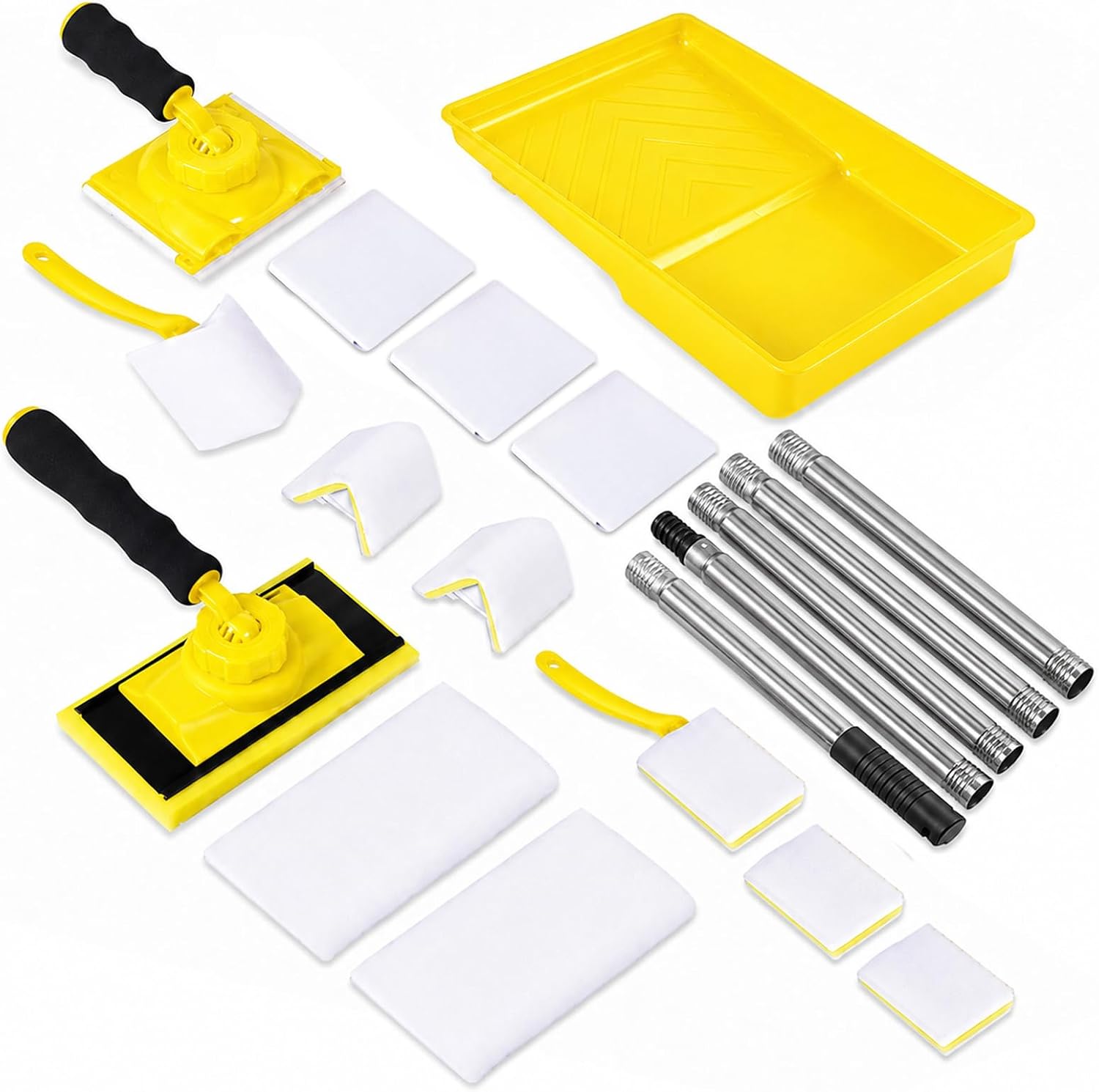 Yellow Professional Paint Edger Kit with Extension Pole Wall Paint Pad Set
