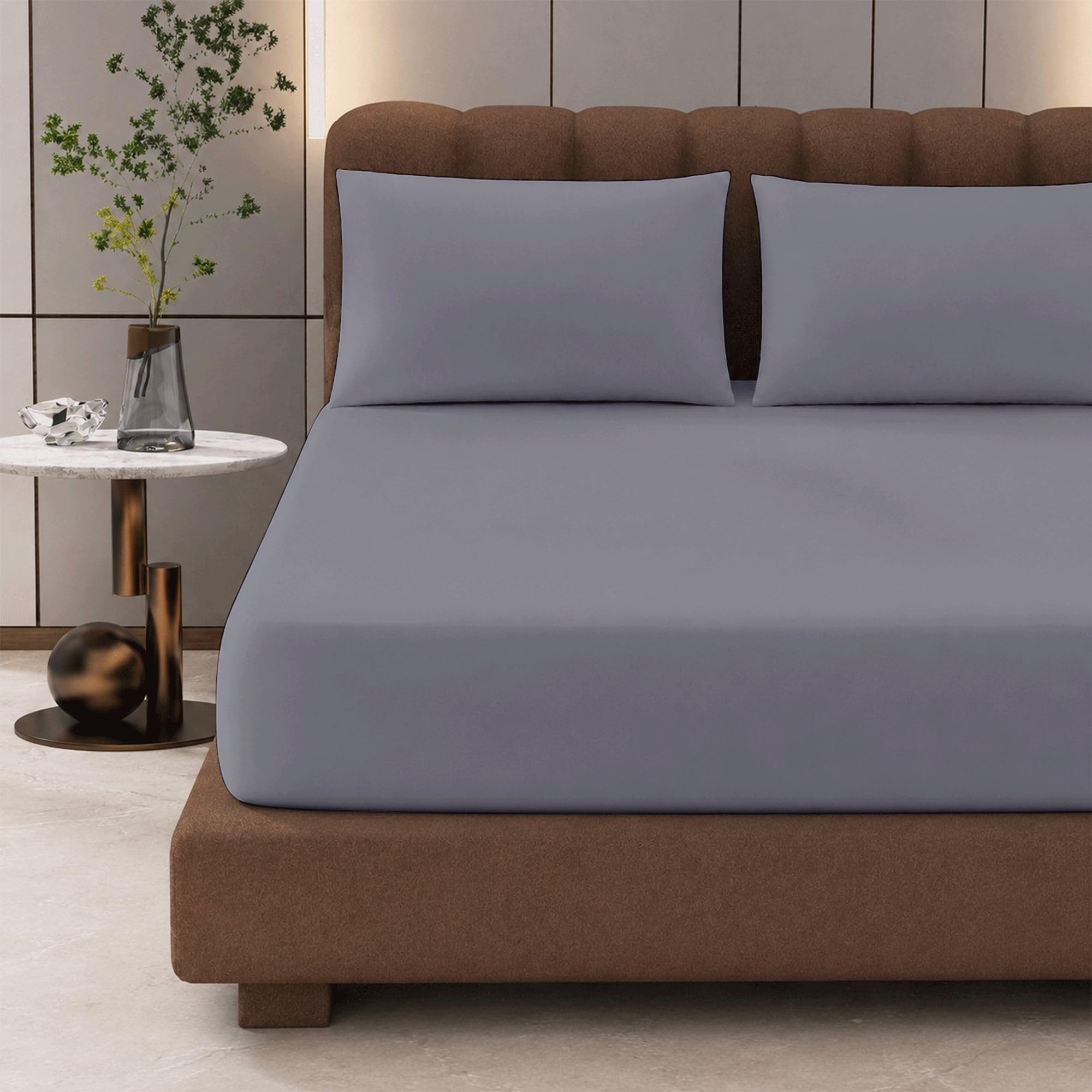 3PC 100% Egyptian Cotton Single Sheet Set with Pillowcases, 400 Thread Count, 40cm Fitted Sheets, Soft Breathable, Hotel Quality, Wrinkle Resistant Bedding
