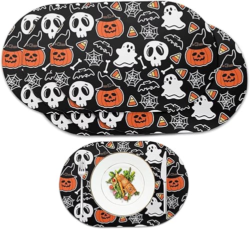 Miniatura 93 de Heat Resistant Placemats Oval Placemats Set of 6 Leather Washable and Wipeable Non Slip Place Mats, Waterproof Modern Dining Table Mats, Oval Floral