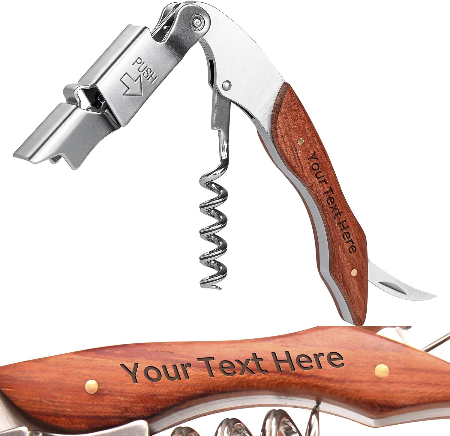 Wine Opener, Wine key, Corkscrew, Wine Bottle Opener w/Foil Cutter and Cap Remover for Servers, Bartenders, Waiters, Sommelier, Wine lover (Ebony, Standard)