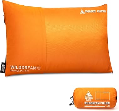ONETIGRIS Wilddream Camping Pillow, Shredded Small Memory Foam Pillow, Compact, Easy Clean, Comfortable for Backpacking, Travel, and Car Trips, 4 Season Use