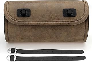 Supercharge Borse da Sella per Moto, Borse da Sella per Moto V-intage Nere/Marroni Borsa Laterale per Attrezzi in Pelle PU Borsa per Bagagli Borsa da Sella Universale per Moto (Color : A)