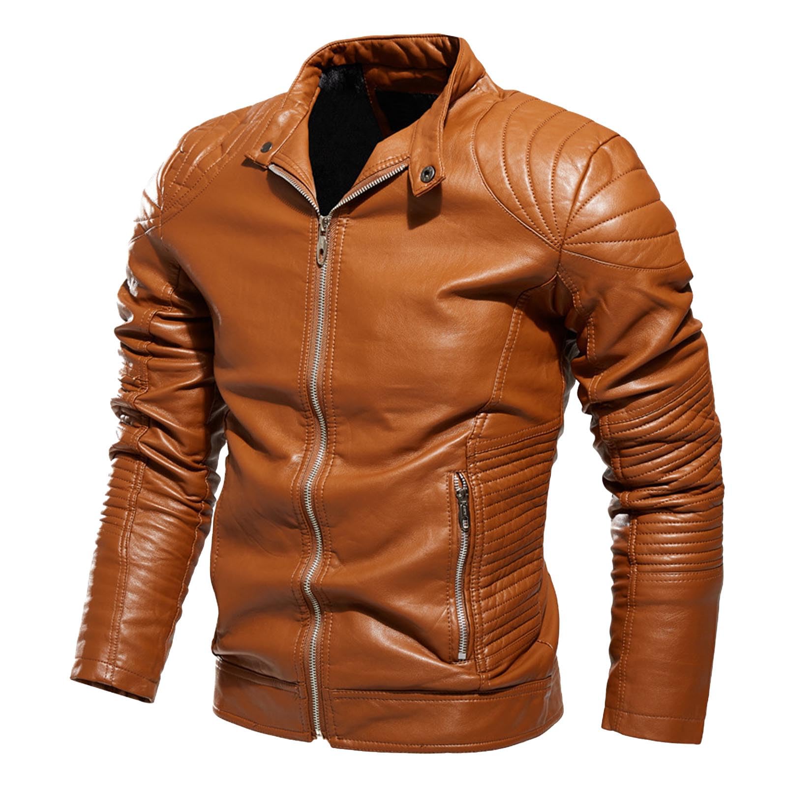 Giacca Pelle Uomo, Giubbotto Imbottito Antivento Elegante Bomber Giacca in Ecopelle Giacca da Motociclista Giubbotto in Similpelle Stile Biker Giubbotto Moto Estivo Giacca Antivento Chiodo Pelle Uomo