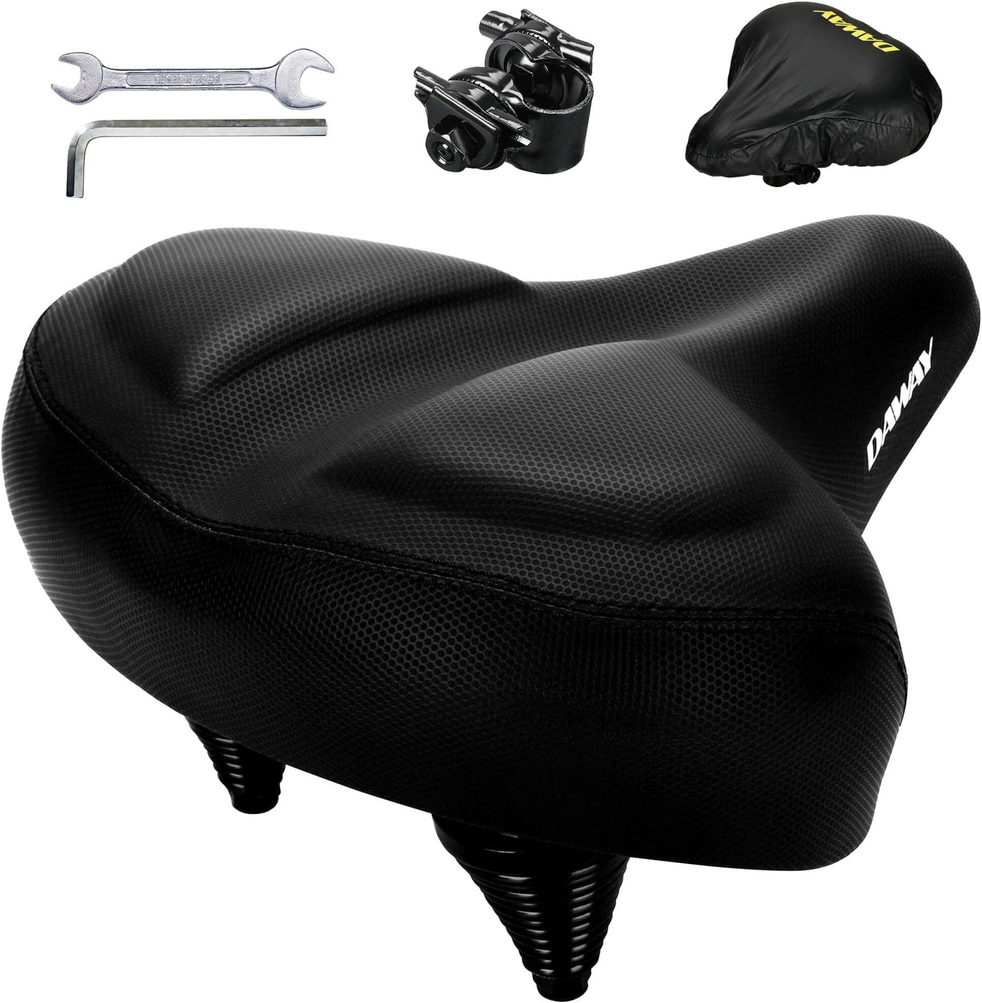 DAWAY C40 Ultra Comfortable Oversized Bike Seat - Memory Foam Padded, Extra Wide Bicycle Saddle, Ergonomic Replacement Cushion for Men Women - Fits for Peloton, Cruiser, Mountain, Road, Exercise Bikes