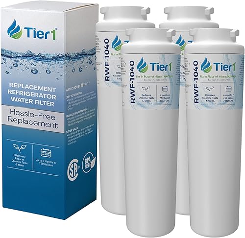 Tier1 Filtro de agua para refrigerador UKF8001, paquete de 4 | Reemplazo para filtro Whirlpool 4, EveryDrop EDR4RXD1, 4396395, Maytag UKF8001,