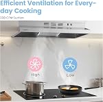 Comfee F13 Hotte de cuisine de 30 po, hotte de ventilation ductée et sans conduit, hotte de cuisine durable en acier inoxydable pour sous cabinet avec 2 filtres réutilisables, 200 CFM, ventilateur d'extraction à 2 vitesses