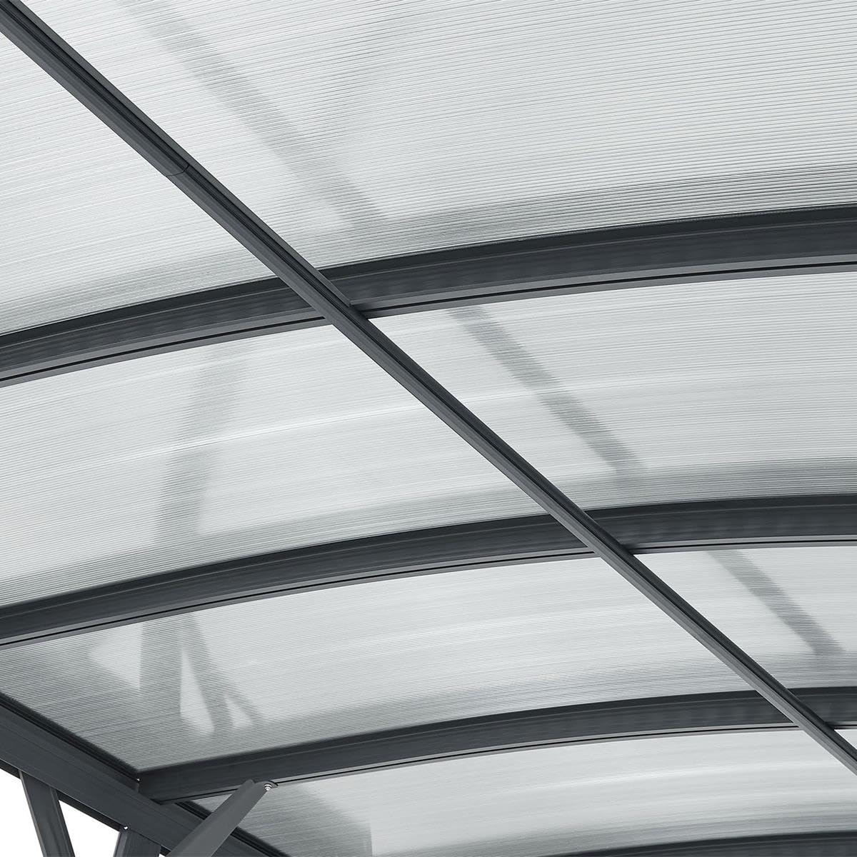 Aluminium Carport München Überdachung 5 x 3 m grau anthrazit KFZ PKW Auto Boot Hänger Fahrrad mit Aluminiumrahmen (Bogendach)