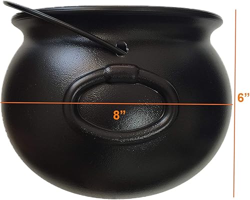 GiftExpress 8" Black Cauldron Bucket – Halloween Candy Bowl, Trick or Treat, St. Patrick's Pot of Gold Decor, Witch Kettle for Party Supplies