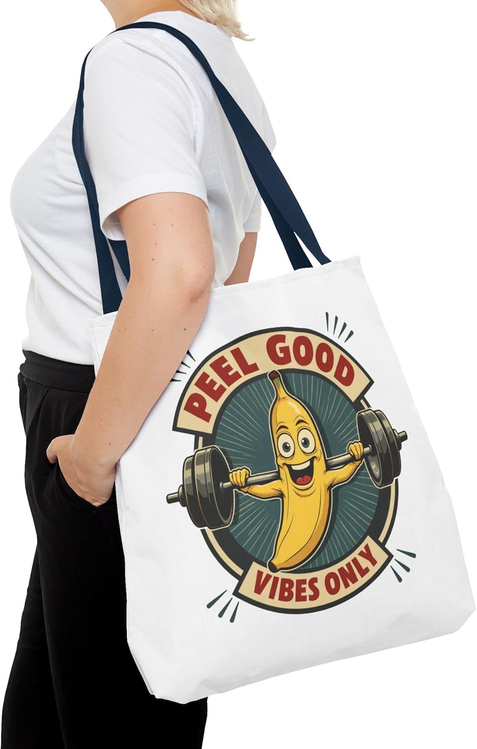 Banana Weightlifting Tote Bag - Motivational, Fitness Gift, Gym Bag, Reusable Grocery Bag, Fun Accessory