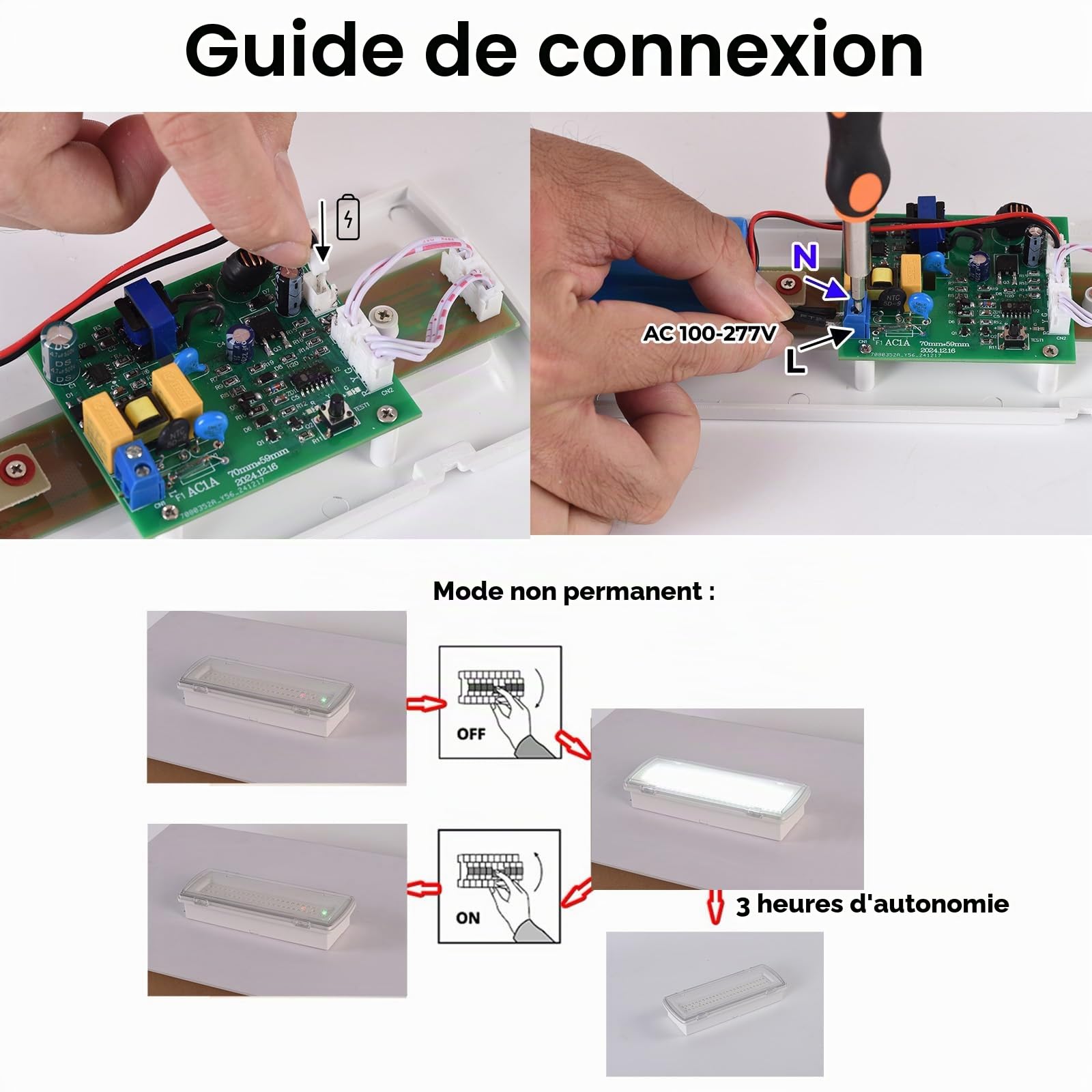 Alpinaluz Lumière d'urgence LED étanche IP54 4 W 530 lm - Encastrable avec clips ou surface - 3h d'autonomie - Résistant à l'eau et à la poussière - Usage professionnel et industriel, intérieur et