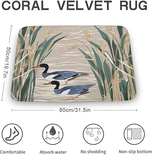 Miniatura 3 de HighonHi Alfombra de baño de Mallard in The Reeds, bonita alfombra de terciopelo de pato para puerta, alfombra de decoración de baño antideslizante