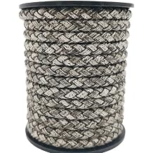 3 Yards 6mm Braided Leather Cord Round Strap for Jewelry Making or Bracelet Beading Distressed White