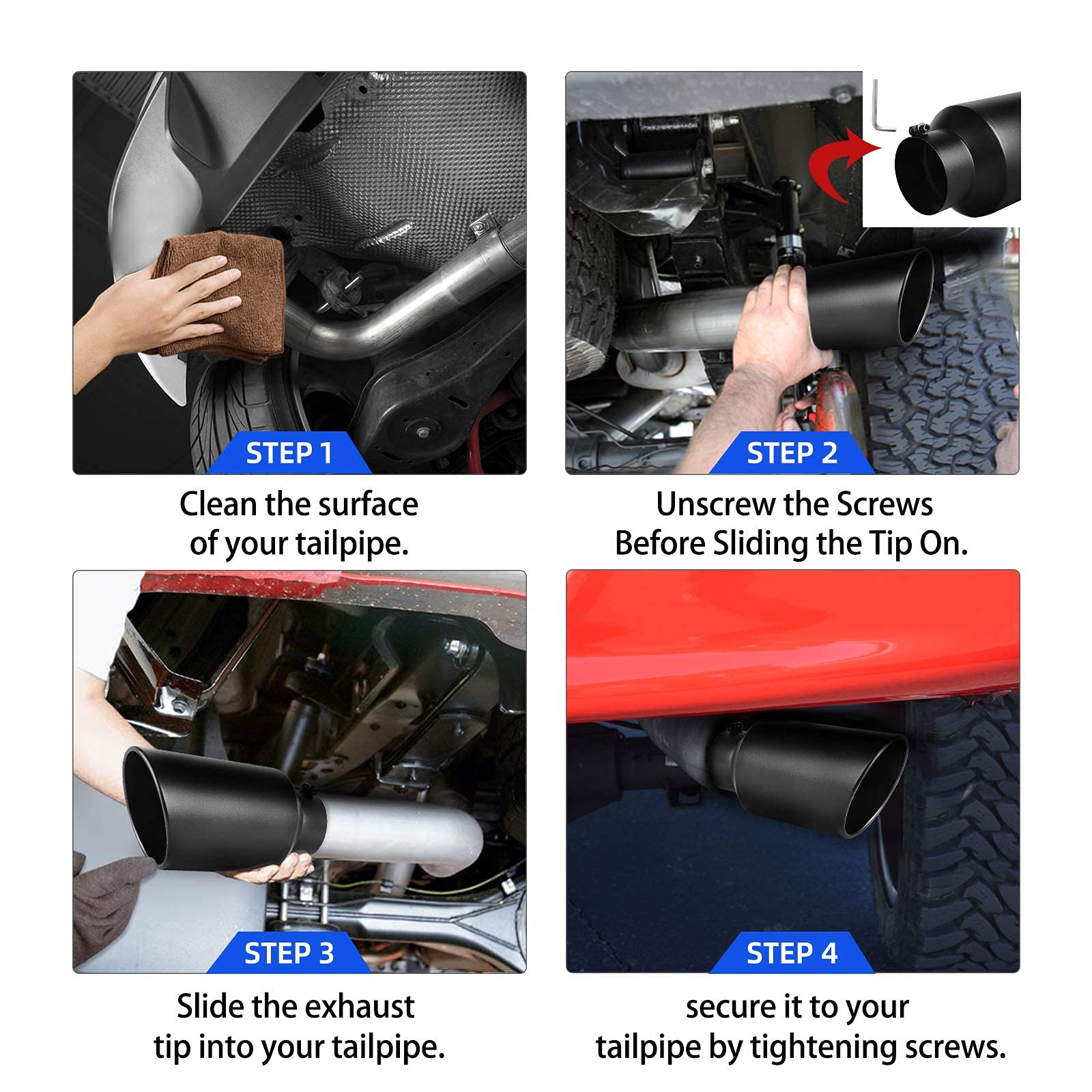 AUTOSAVER88 5 Inch Inlet, 10 Inch Outlet, 15 Inch Long Diesel Exhaust Tip - Black Powder Coated, Bolt-On Universal Fit - View #5