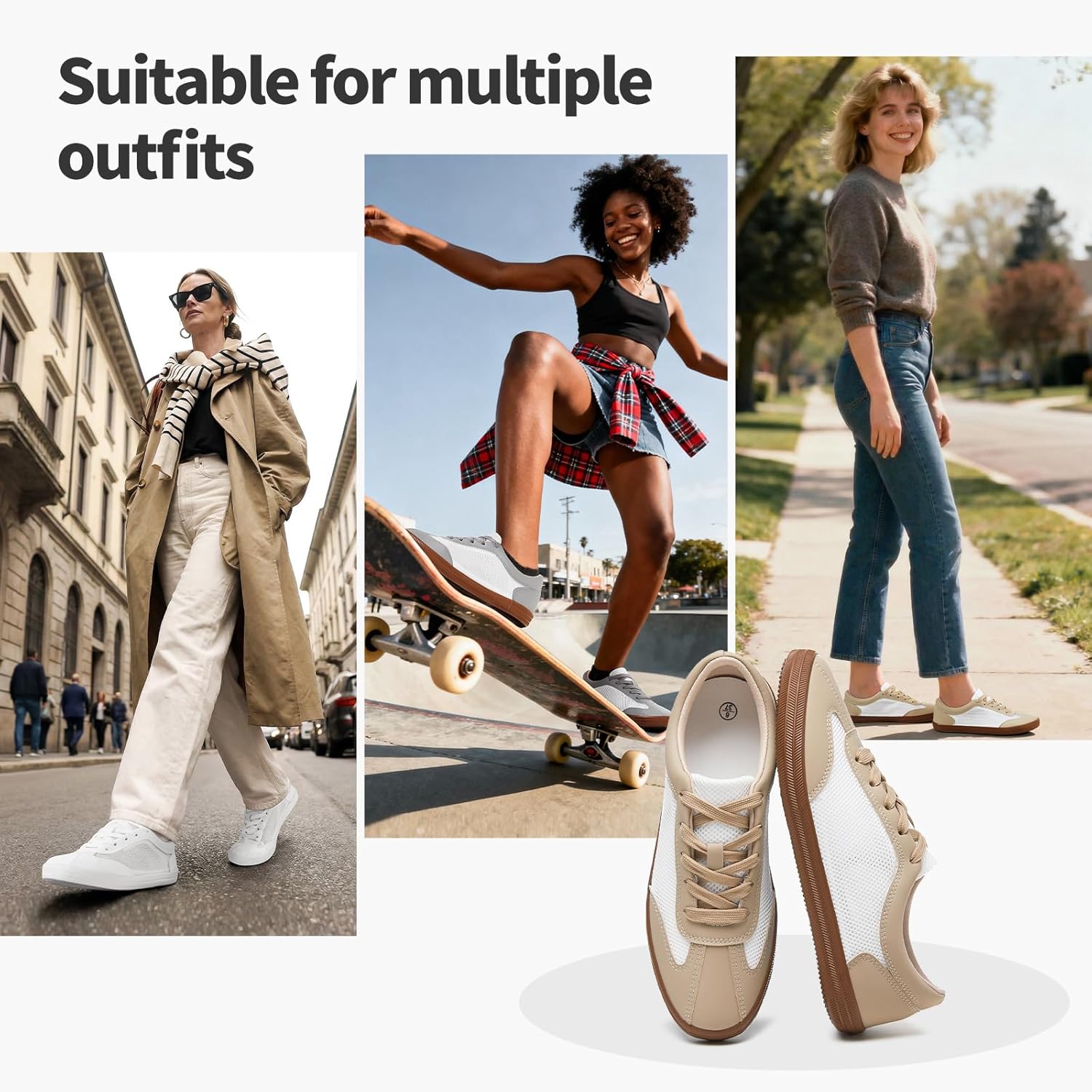 Women White Tennis Shoes Low Top Canvas Lightweight Casual Shoes Lace up Sneakers for Women - Image 6