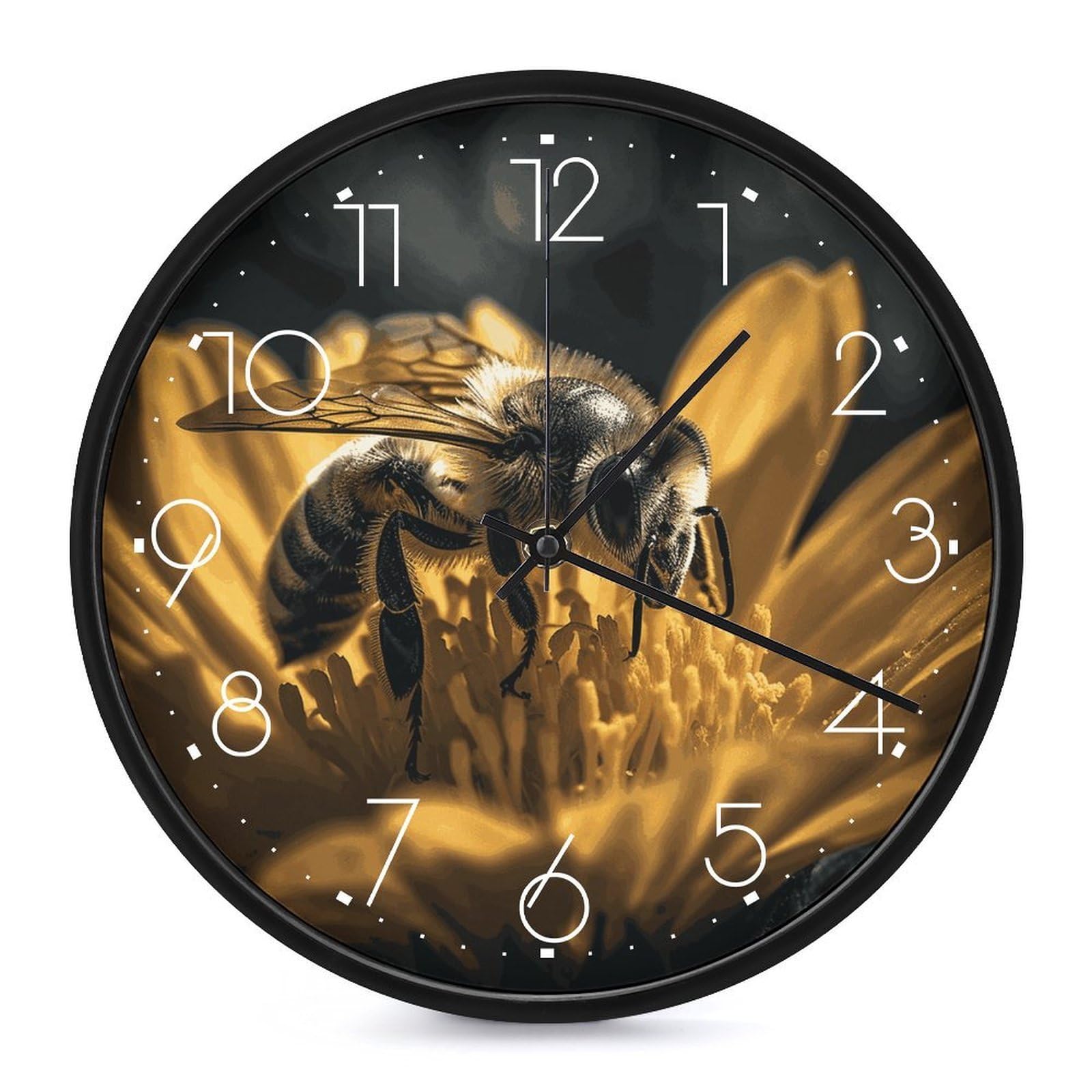 Adfgyerh White-Style Serious Bee Clock，9.8 Inch Battery Operated Wall Clock Classic Simple, Decorative Wall Clock.analog Clock For Kitchen Office Bathroom Bedroom.